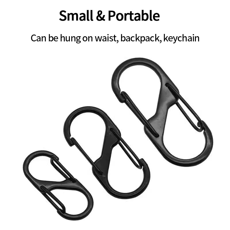 5PCS Tactical S-Type Carabiner Hooks – Mini Aluminum Keychain Clips for Camping & Hiking